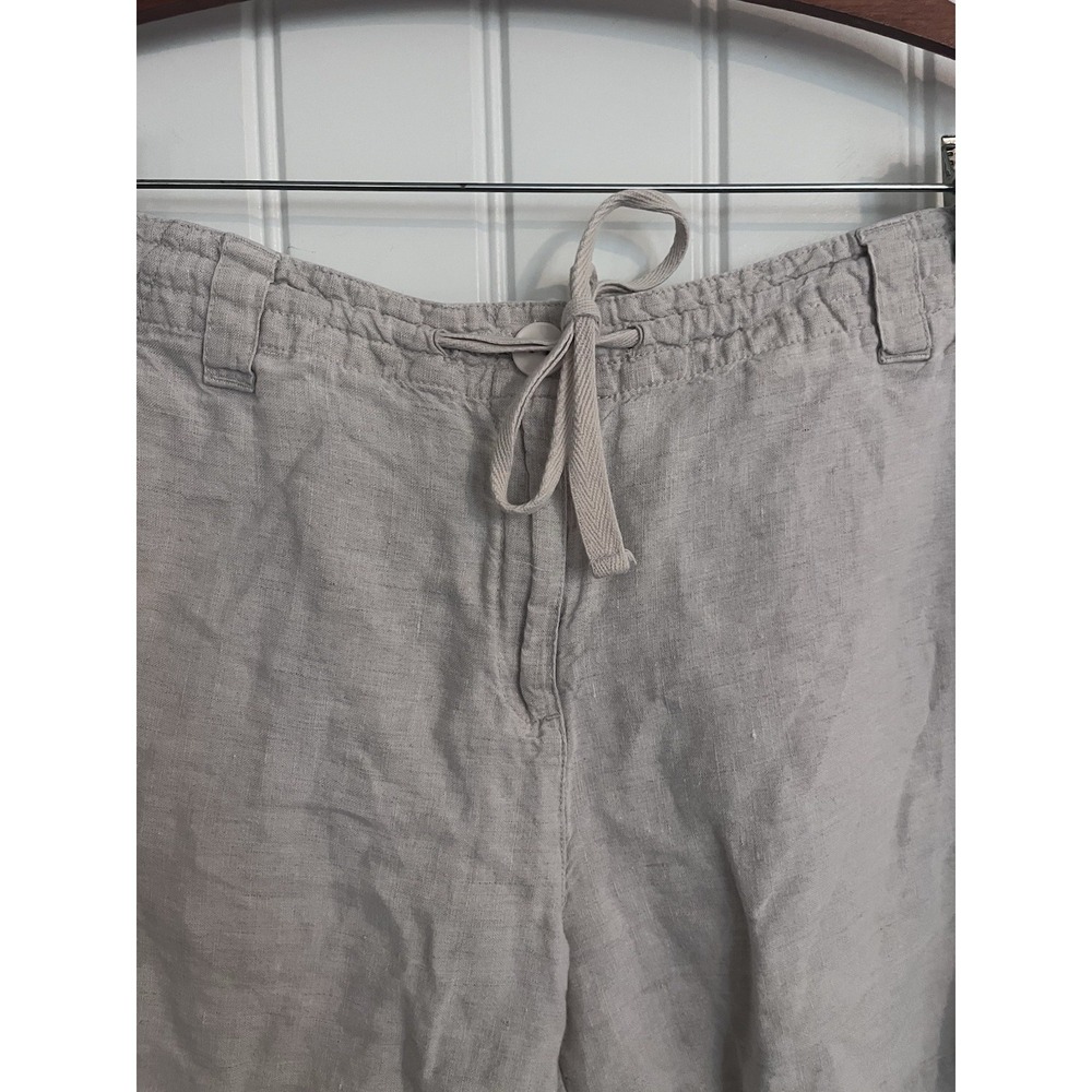 TALBOTS Womens 4 SHORTS Beige LINEN Drawstring Irish Linen 474 - Picture 2 of 6